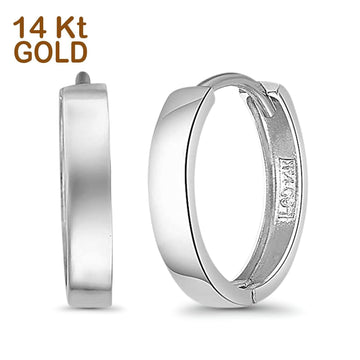14K White Gold 2.5mm Plain Huggies Earrings Hinged 1.3grams 13mm Wholesale